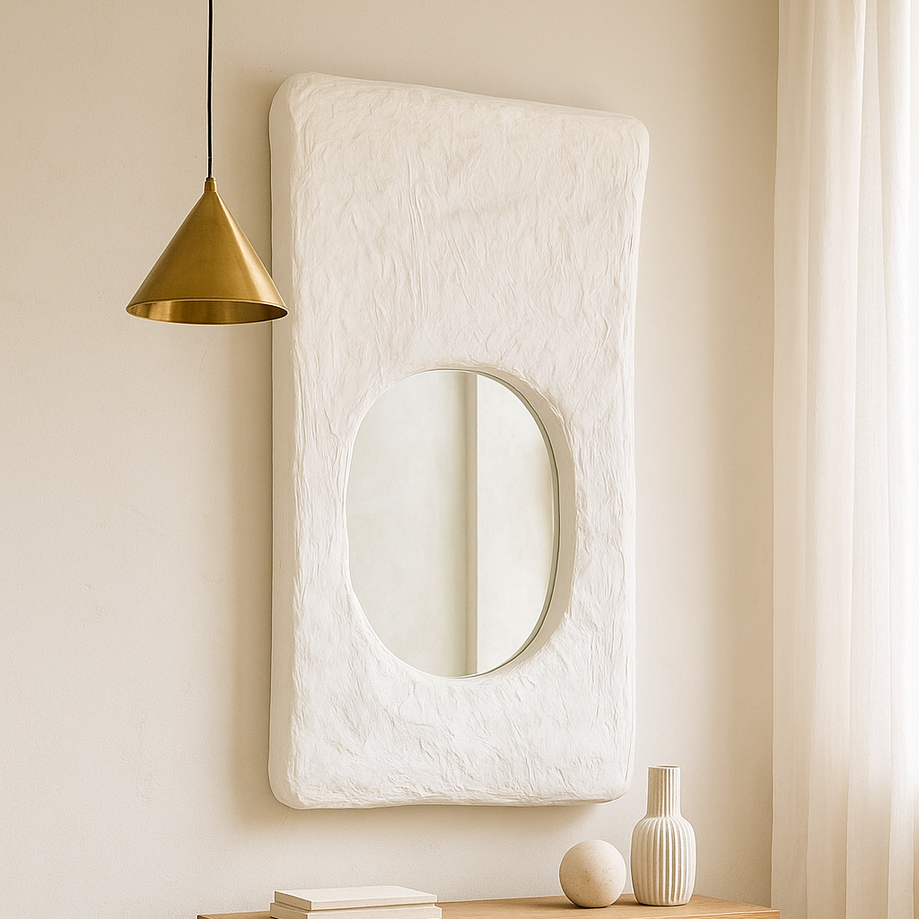 Textured Plaster Wall Mirror 60x7x120 cm