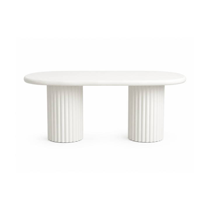 Bello Stucco Oval Dining Table 200 × 105 × 76 cm | Handmade Lime Plaster Finish | Modern Designer Dining Table | Premium MDF Construction |
