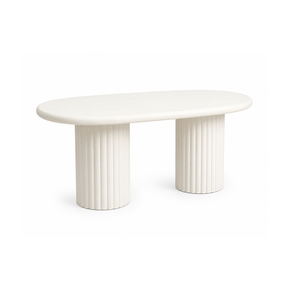 Bello Stucco Oval Dining Table 200 × 105 × 76 cm | Handmade Lime Plaster Finish | Modern Designer Dining Table | Premium MDF Construction |