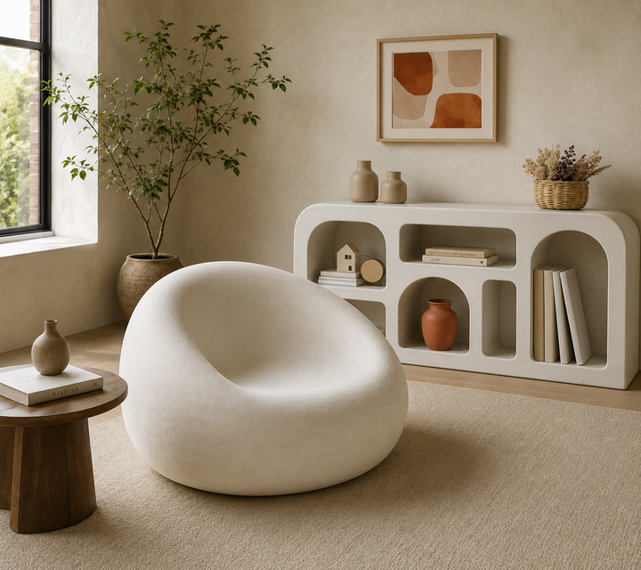 Lime Plaster Concrete Sofa | 90 × 80 × 55 cm