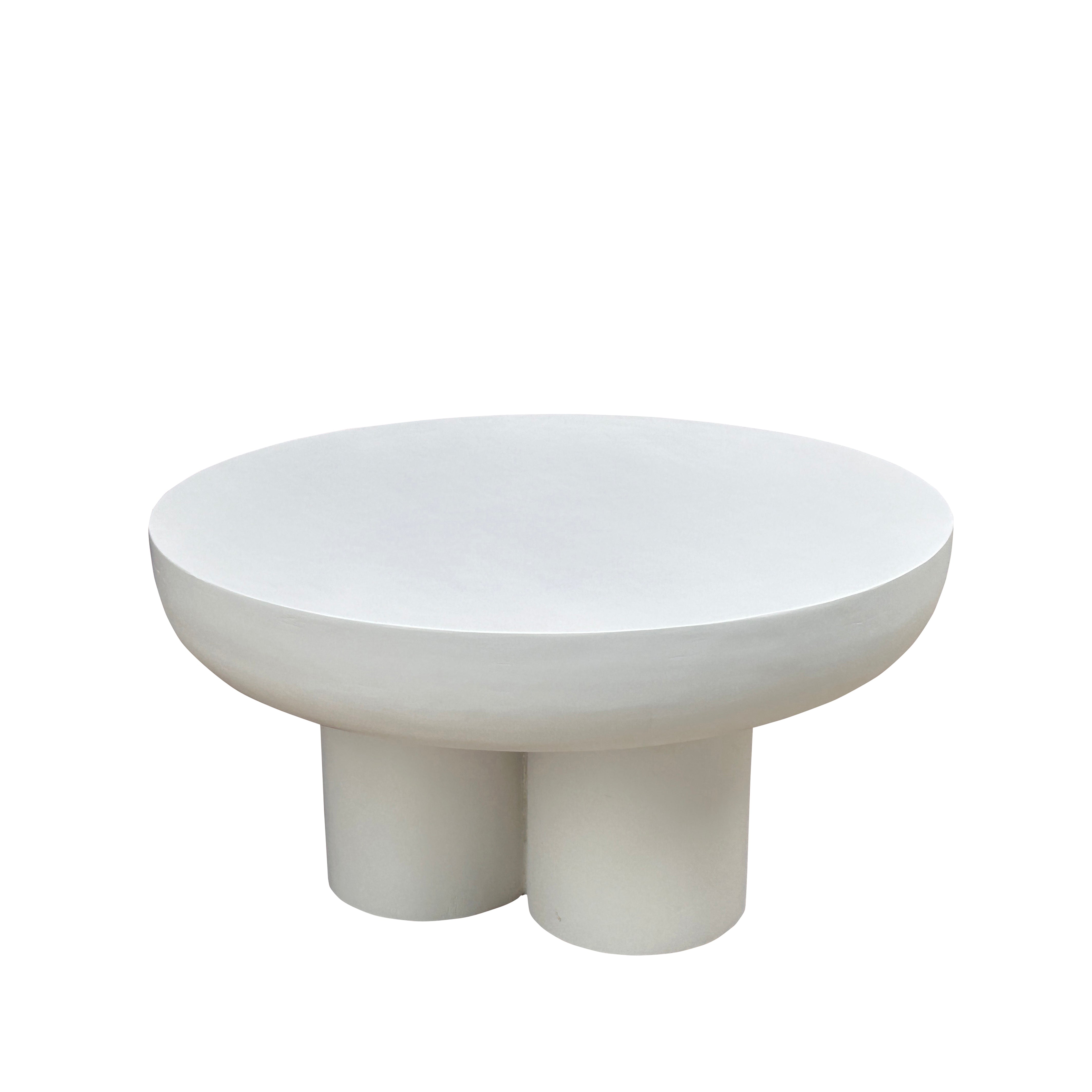 Lime Plaster Round Coffee Table – 70x70x35 cm | Modern Minimalist Design
