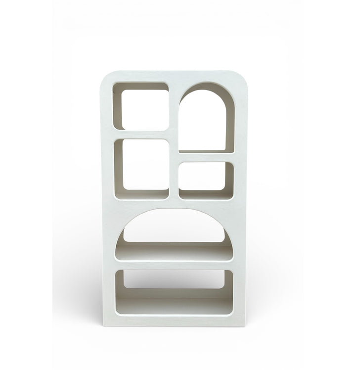 Modern Lime Plaster Open Shelf Unit – Sculptural Display Rack (90X35X170 CM)