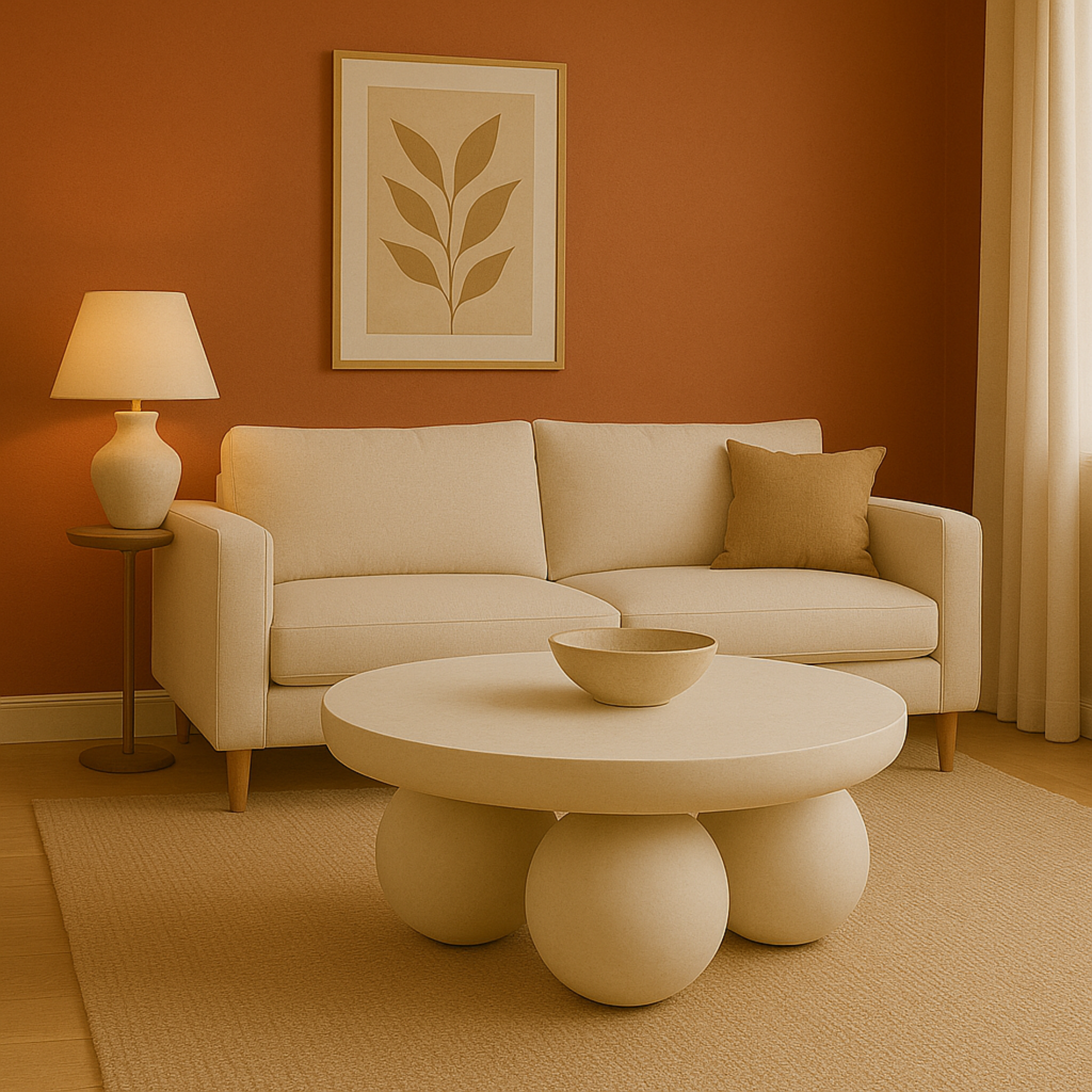 LIME PLASTER WITH IRON COFFEE TABLE 90×90×33 CM