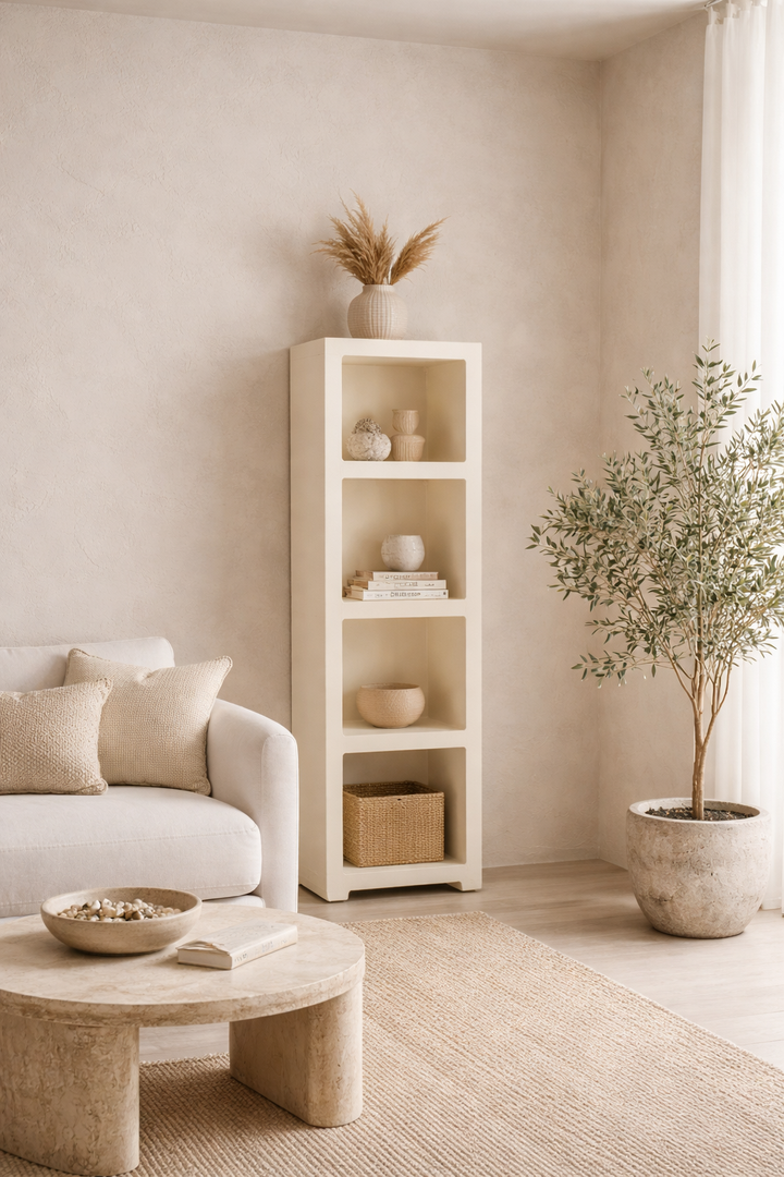 Lime Plaster Open Shelf Unit – 60 × 35 × 190 cm