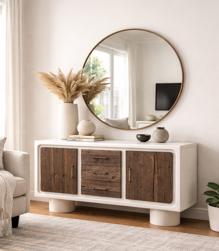 Handcrafted Lime Plaster Sideboard – Contemporary Rustic Design – 150x40x80 cm