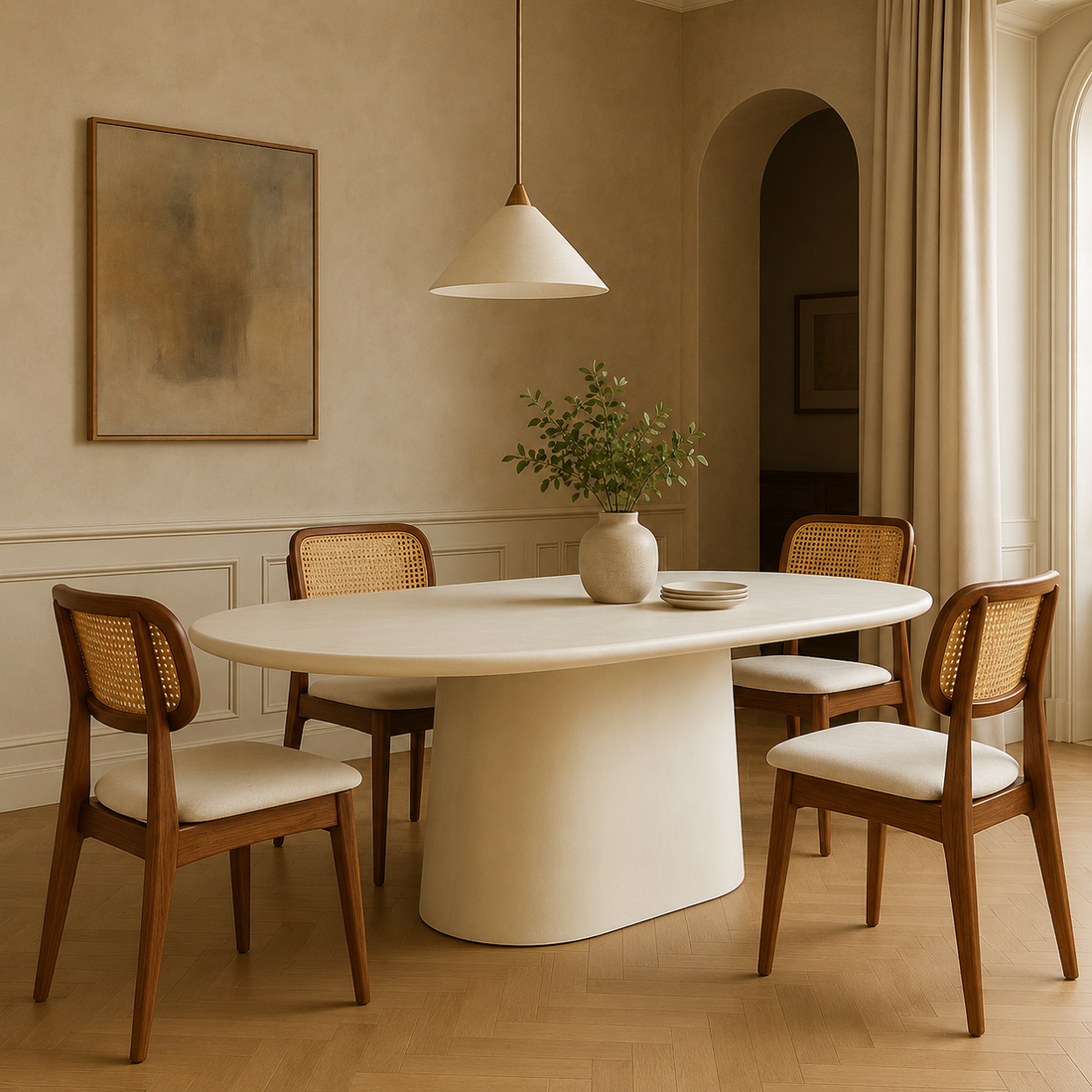 Modern Cane Back Dining Chair (SET OF TWO CHAIR)