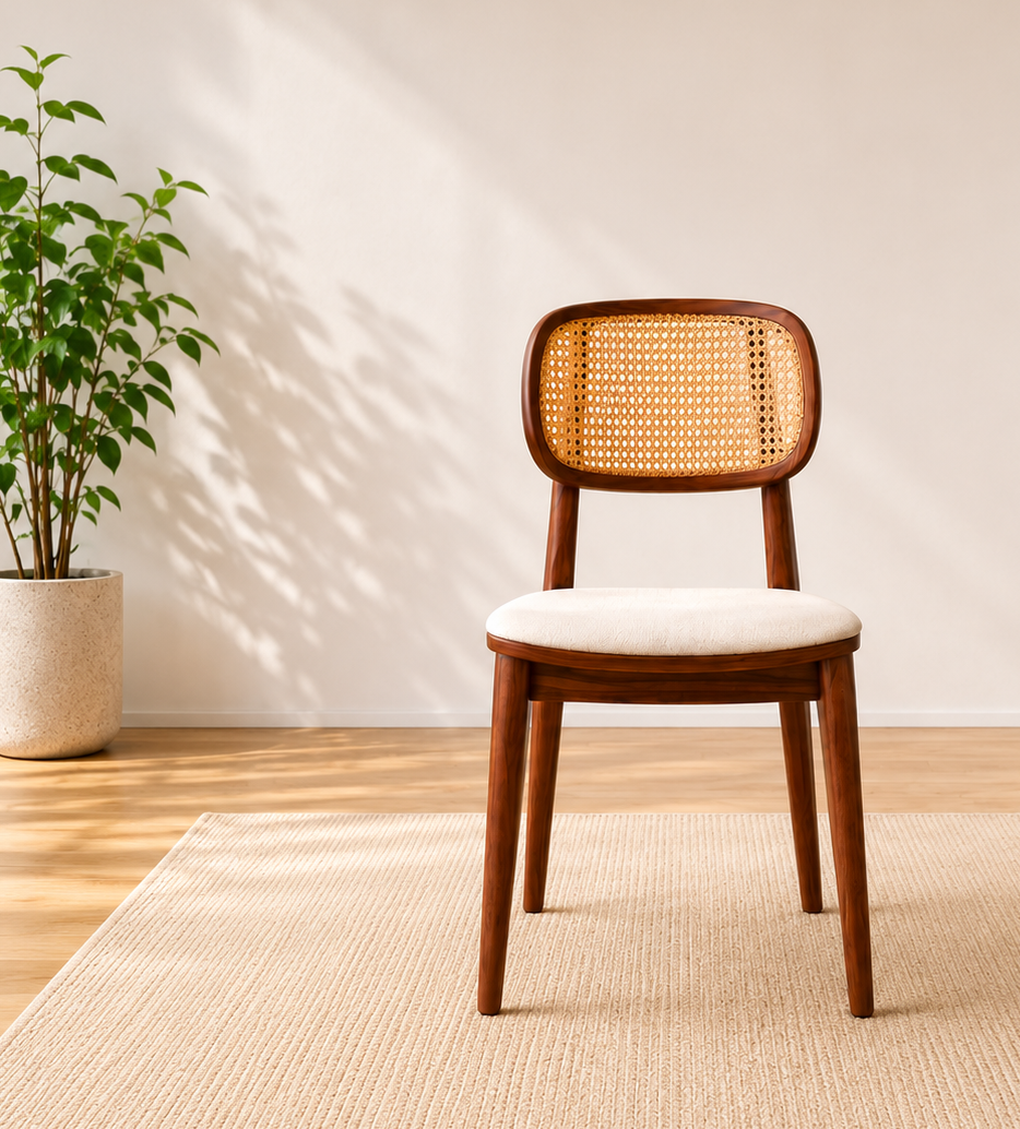 Modern Cane Back Dining Chair (SET OF TWO CHAIR)