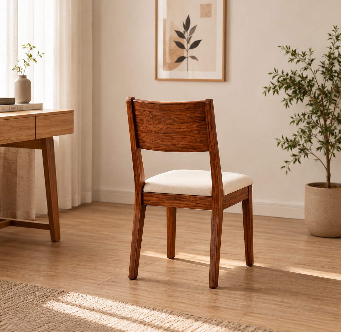 Modern Solid Wood Dining Chair with Upholstered Seat (SET OF TWO CHAIR)