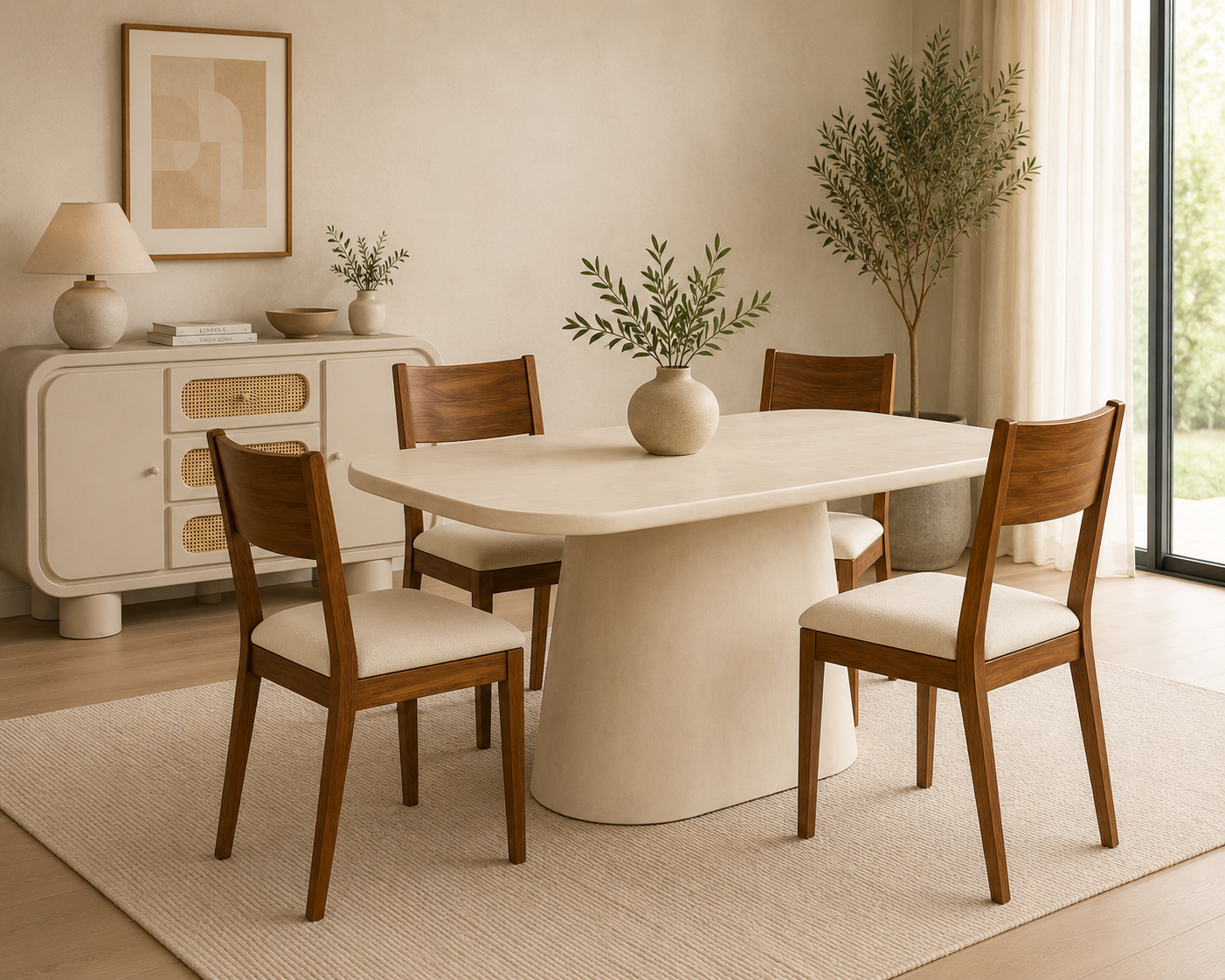 Modern Solid Wood Dining Chair with Upholstered Seat (SET OF TWO CHAIR)
