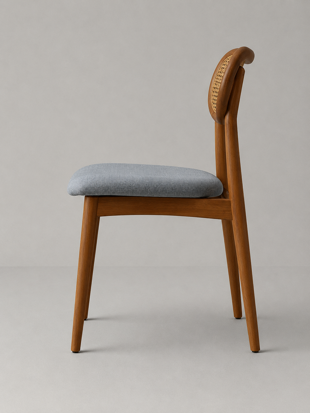Modern Cane Back Dining Chair with Upholstered Seat – (SET OF TWO CHAIR)