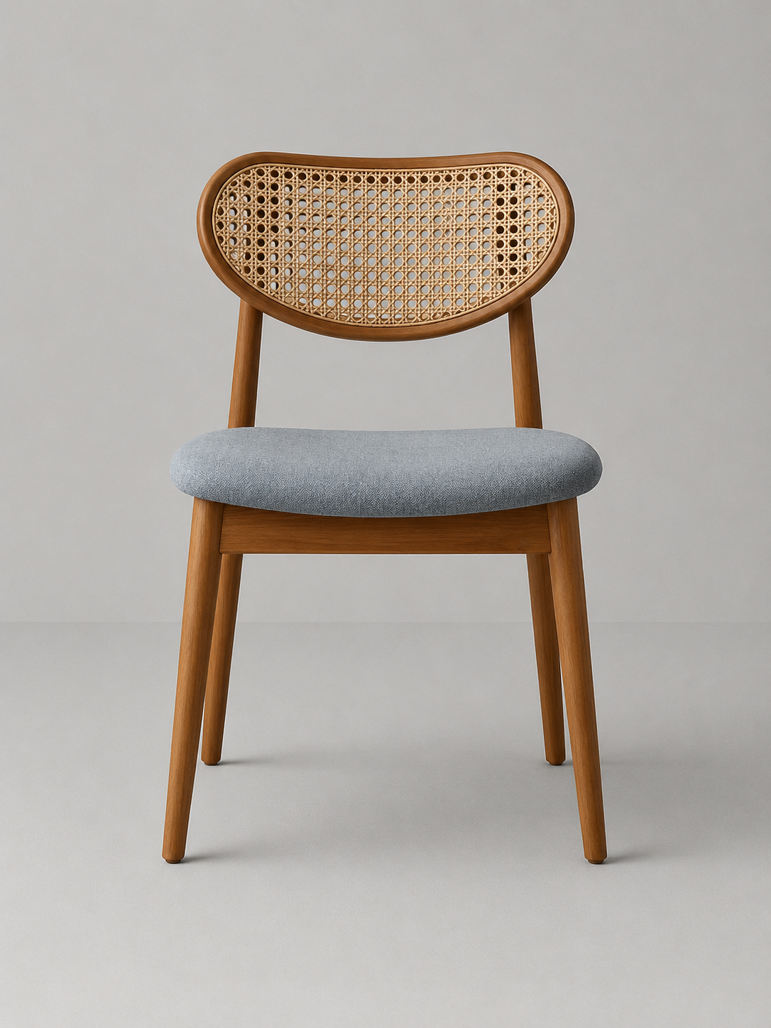 Modern Cane Back Dining Chair with Upholstered Seat – (SET OF TWO CHAIR)