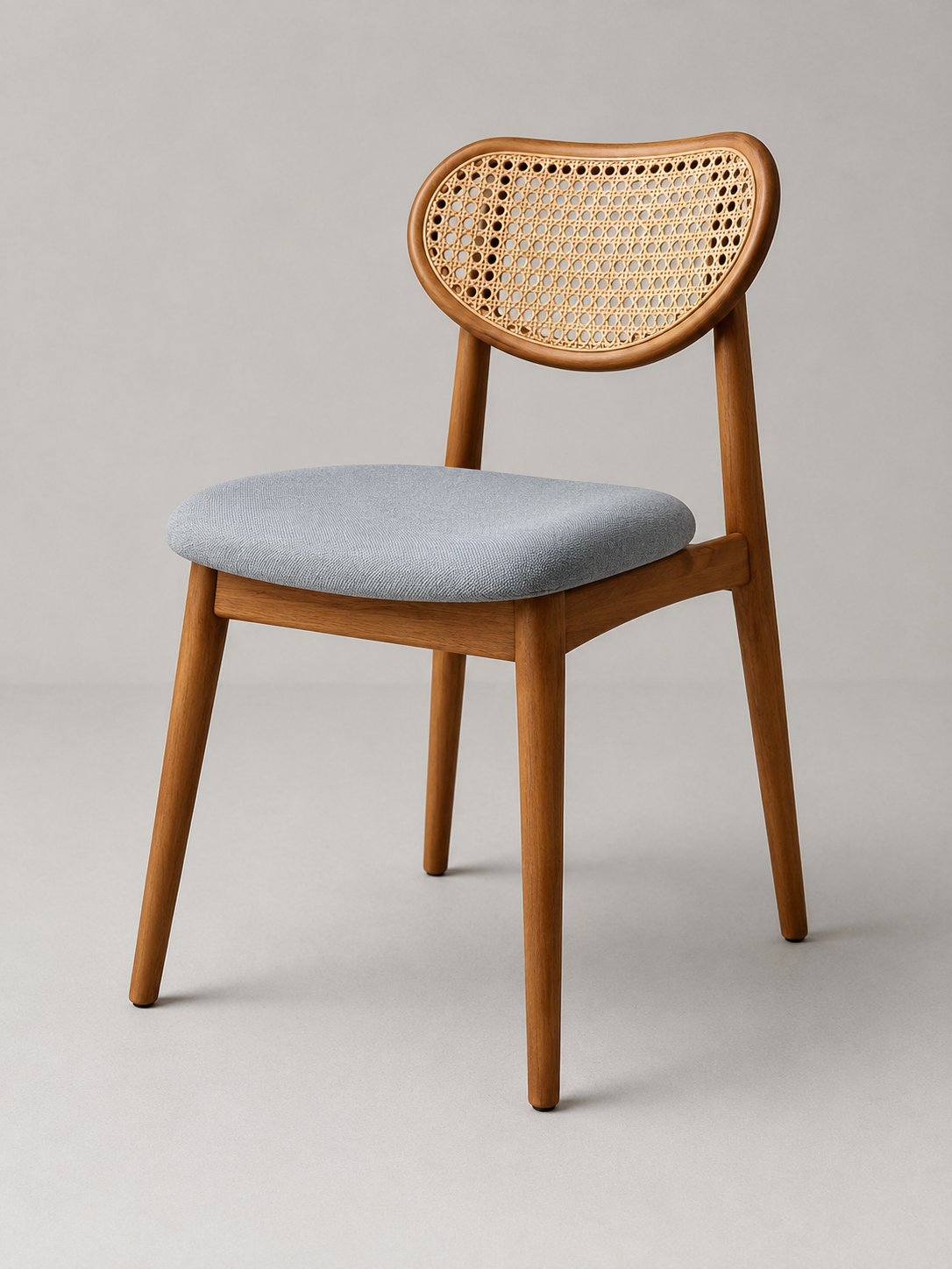 Modern Cane Back Dining Chair with Upholstered Seat – (SET OF TWO CHAIR)