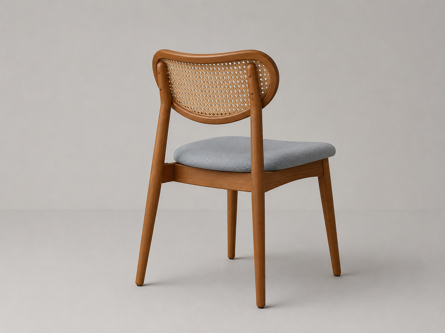 Modern Cane Back Dining Chair with Upholstered Seat – (SET OF TWO CHAIR)