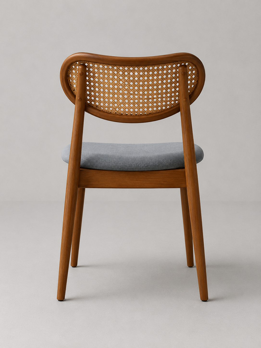 Modern Cane Back Dining Chair with Upholstered Seat – (SET OF TWO CHAIR)