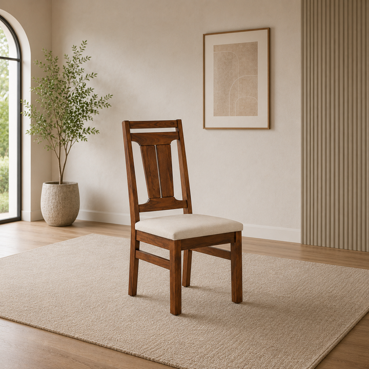 Modern Upholstered Dining Chair | Wooden Frame | Contemporary Dining Chair with Cushioned Seat ||  45 × 52 × 82 cm