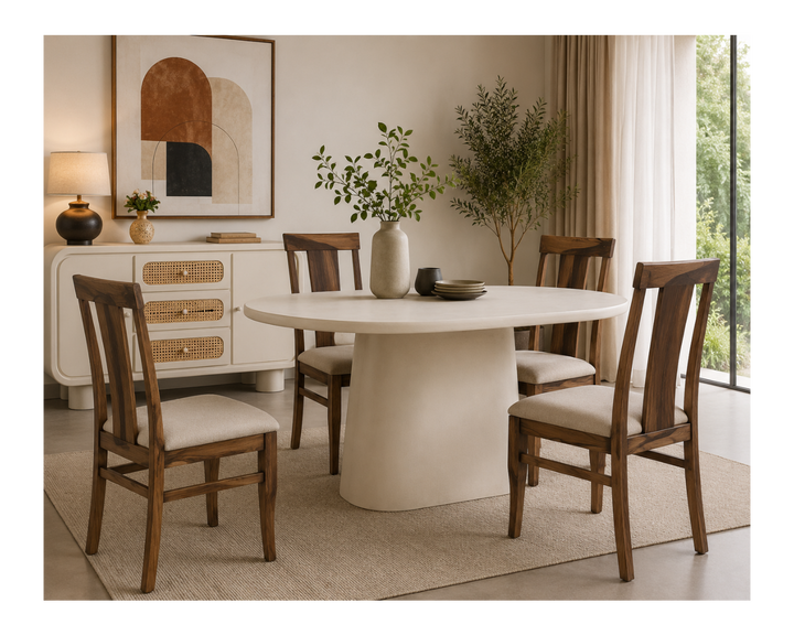 Modern Upholstered Dining Chair | Contemporary Wooden Frame Chair | Padded Seat | 45 × 52 × 82 cm