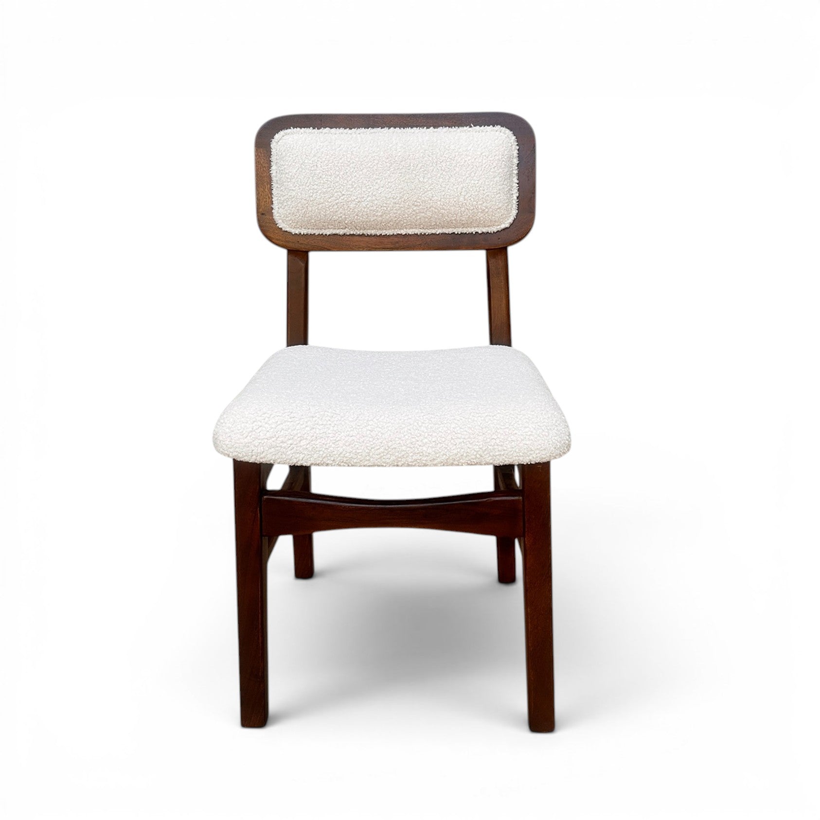 Modern Upholstered Dining Chair with Wooden Frame | Soft Cushioned Seat & Backrest | 45 × 48 × 85 cm | Cream & Walnut Finish