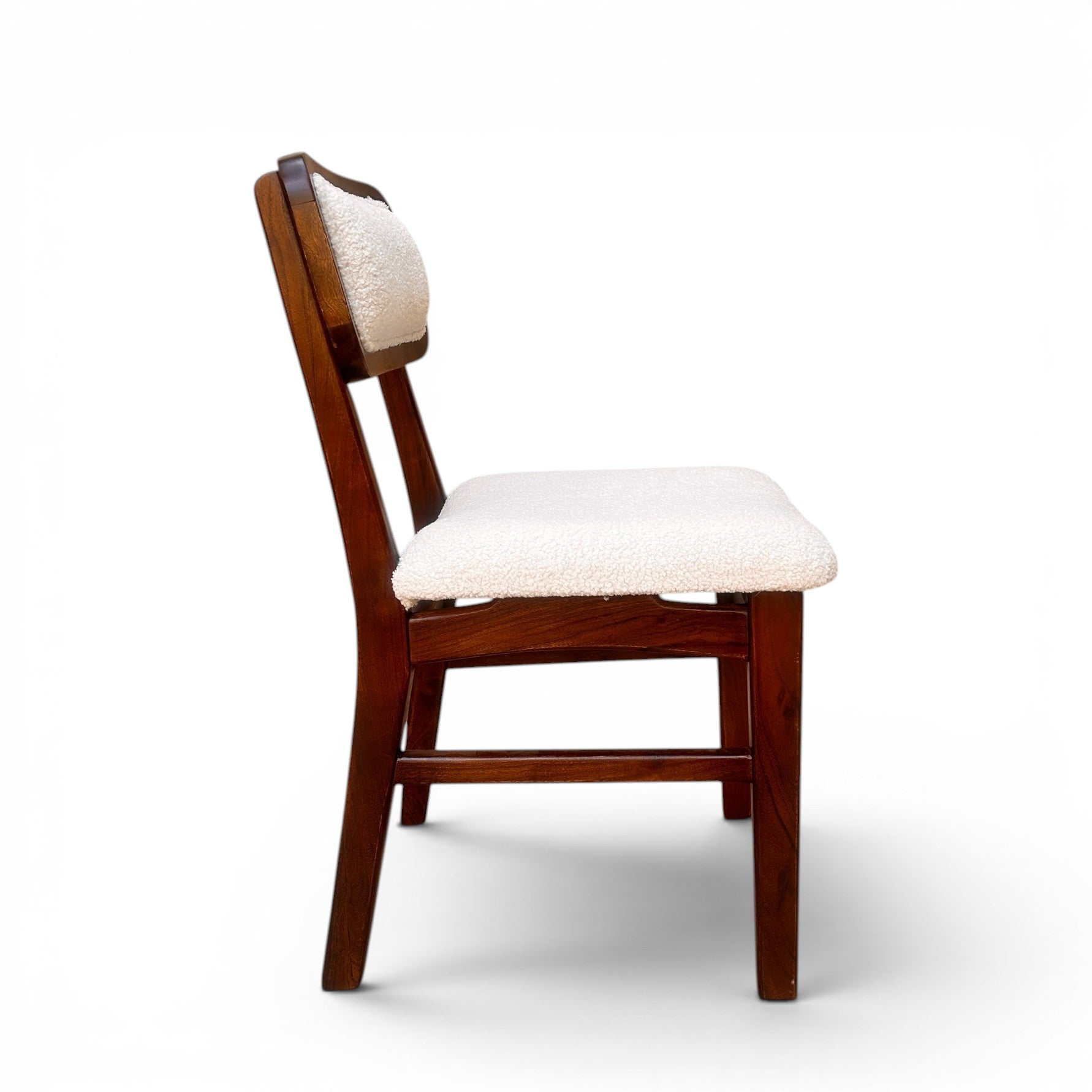 Modern Upholstered Dining Chair with Wooden Frame | Soft Cushioned Seat & Backrest | 45 × 48 × 85 cm | Cream & Walnut Finish