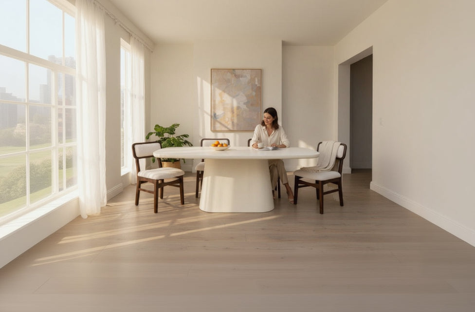 Modern Upholstered Dining Chair with Wooden Frame | Soft Cushioned Seat & Backrest | 45 × 48 × 85 cm | Cream & Walnut Finish