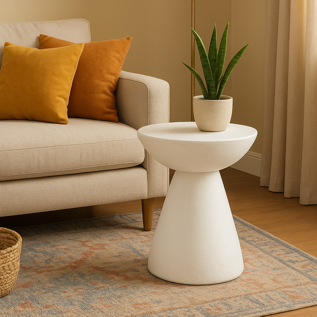 Lime Plaster Side Table – 37×37×38 cm