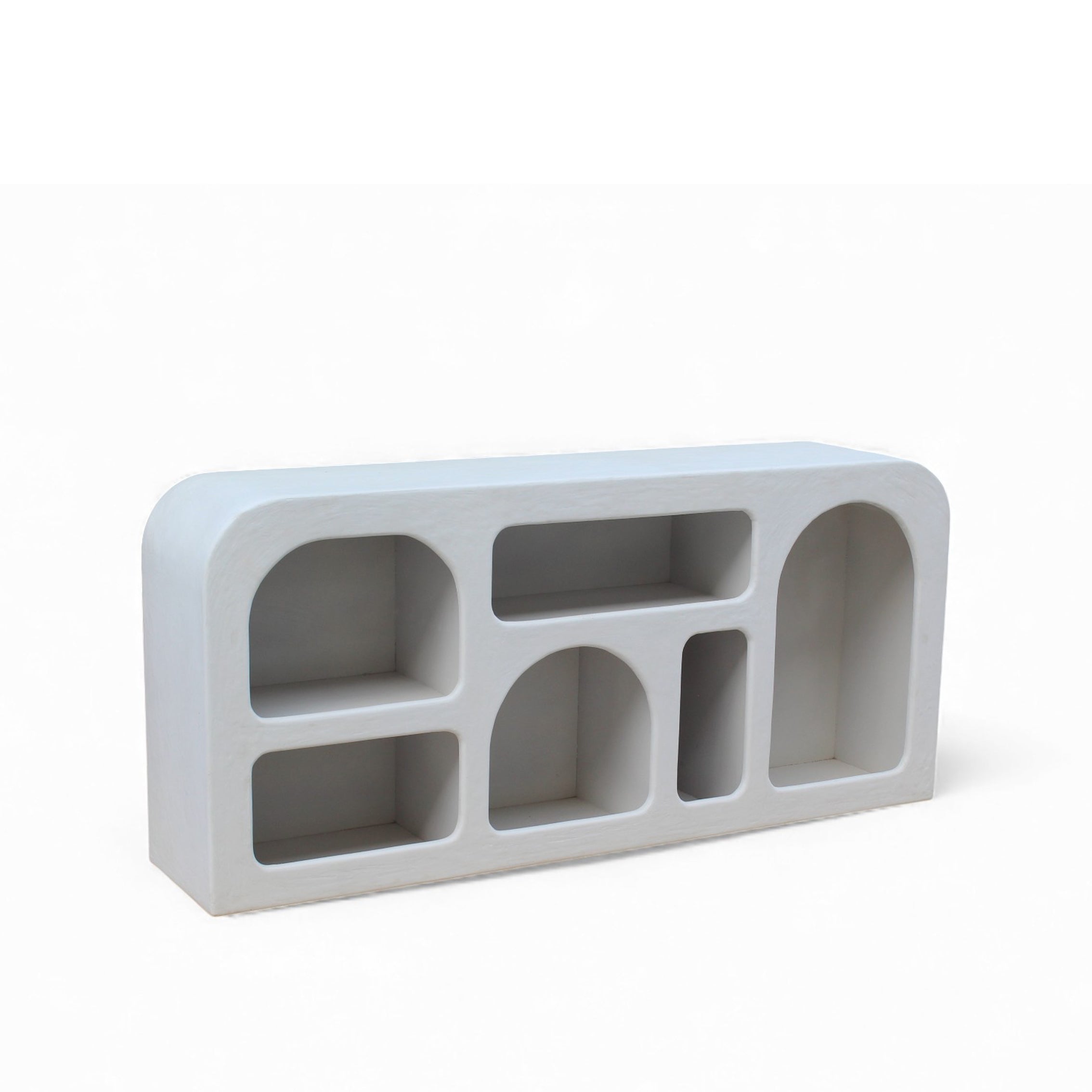 Modern Lime Plaster Sideboard – Sculptural Room Set || 165X35X76 CM