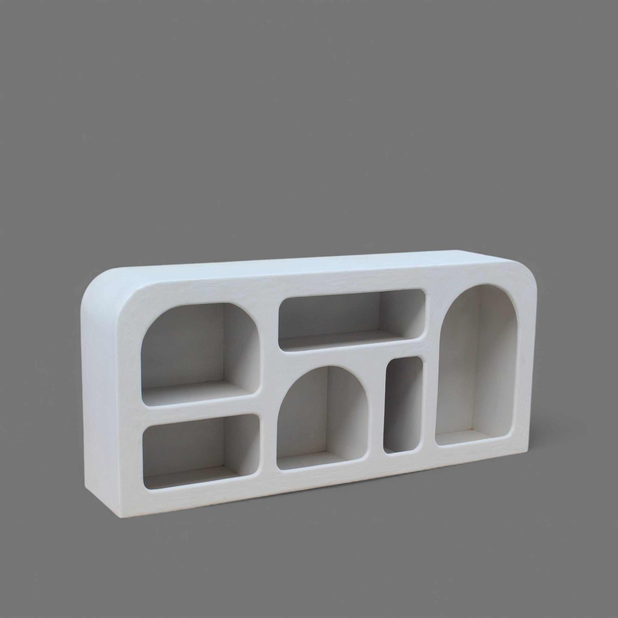 Modern Lime Plaster Sideboard – Sculptural Room Set || 165X35X76 CM