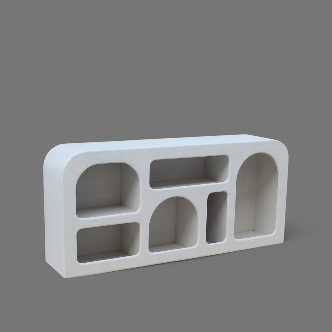 Modern Lime Plaster Sideboard – Sculptural Room Set || 165X35X76 CM