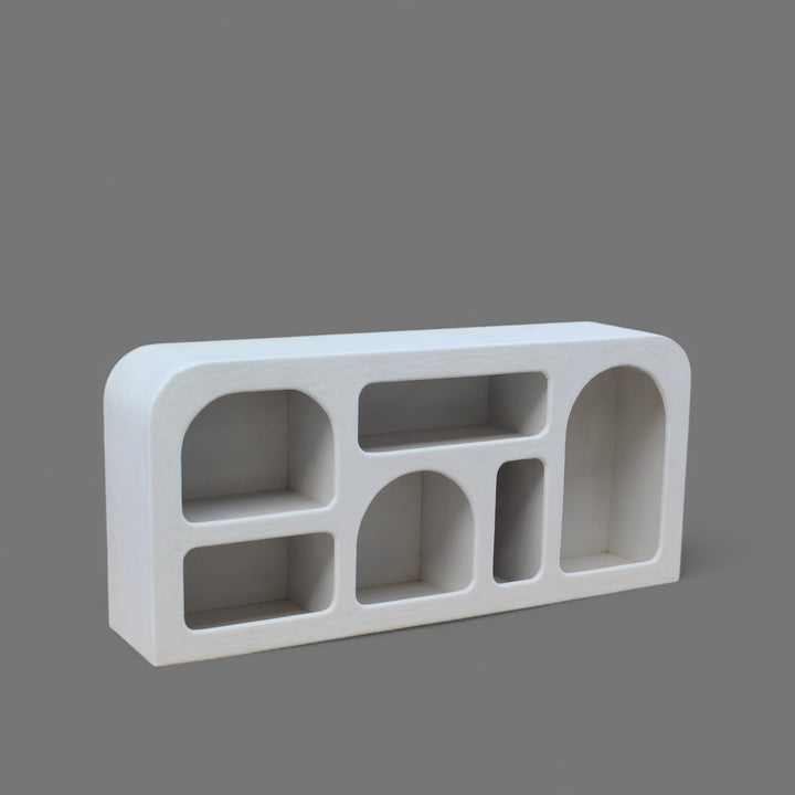 Modern Lime Plaster Sideboard – Sculptural Room Set || 165X35X76 CM