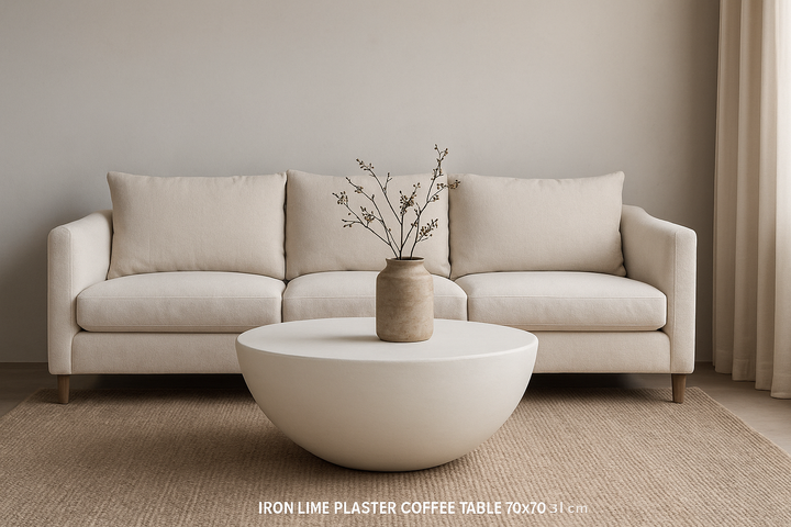 IRON LIME PLASTER COFFEE TABLE 70×70×31 CM