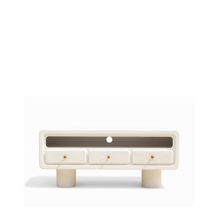 Modern White TV Board – 140 × 40 × 60 cm | 3-Drawer Media Console | Solid & Stylish TV Unit