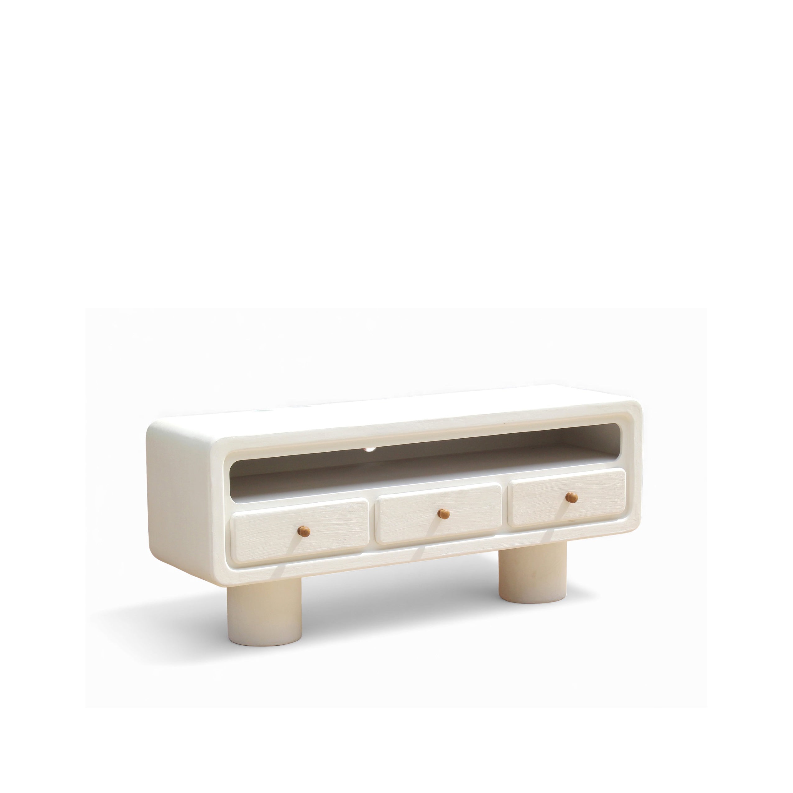 Modern White TV Board – 140 × 40 × 60 cm | 3-Drawer Media Console | Solid & Stylish TV Unit