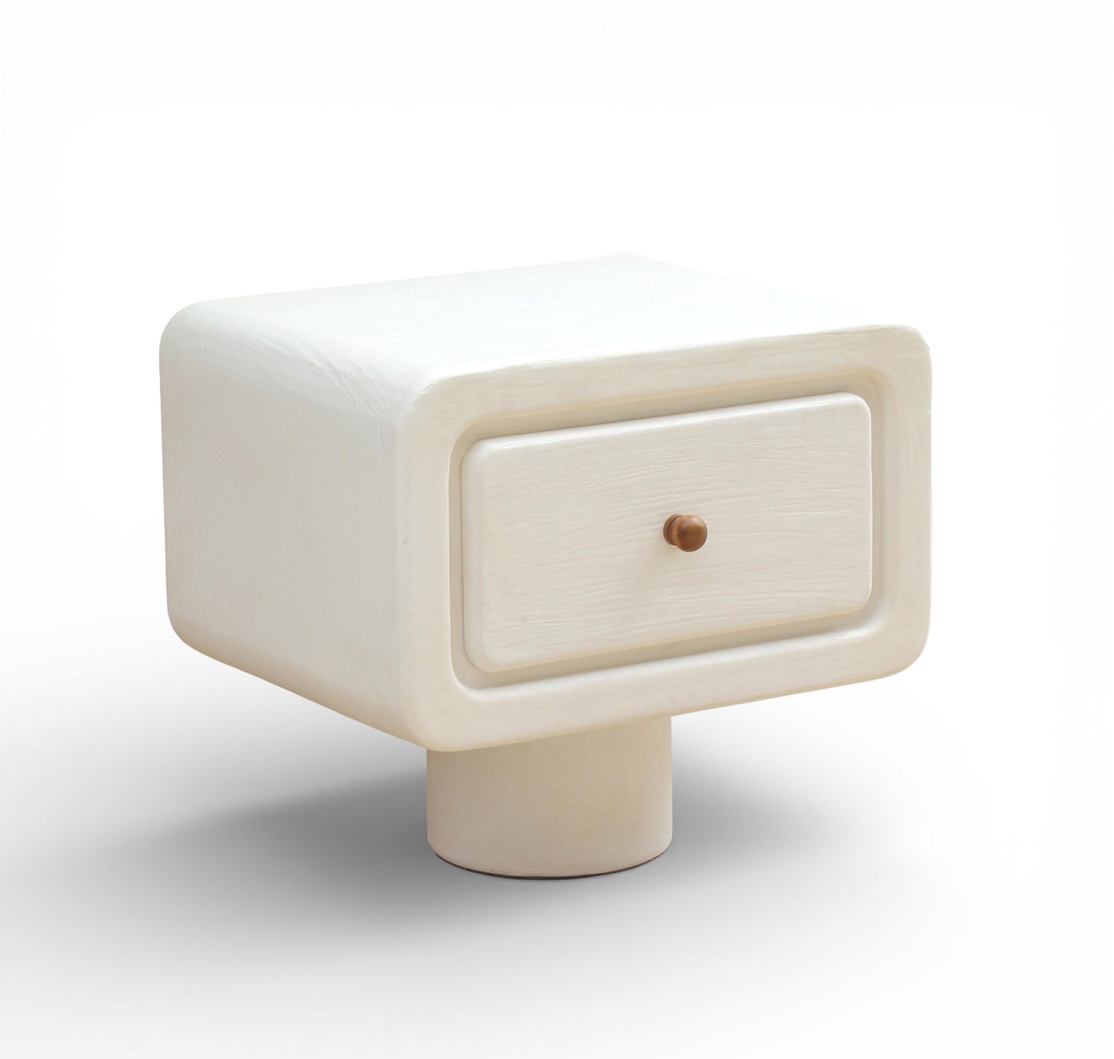 Lime Plaster Bedside Table with Drawer – Modern Minimal Design || 50 × 40 × 45 CM