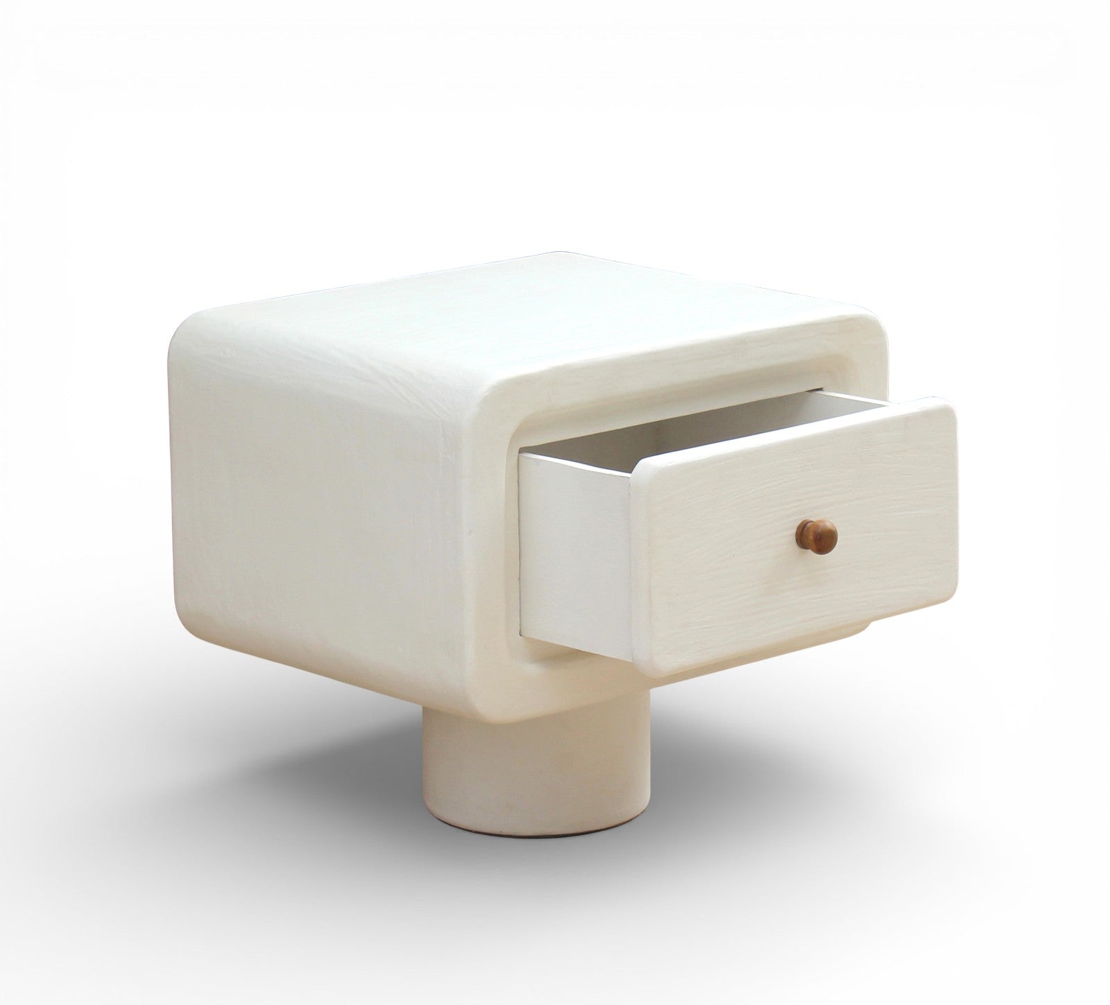 Lime Plaster Bedside Table with Drawer – Modern Minimal Design || 50 × 40 × 45 CM