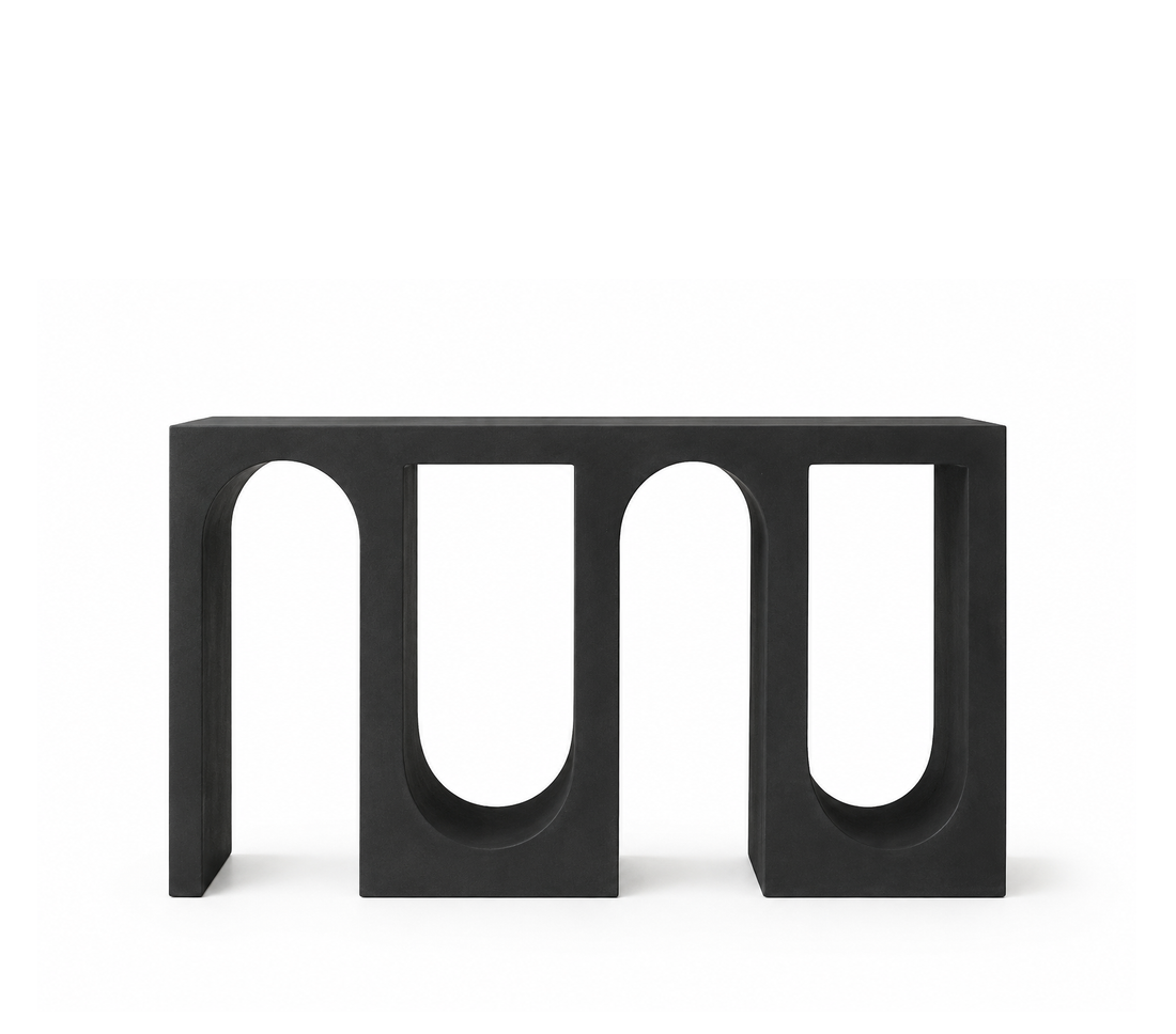 Modern Arch Console Table – Lime Plaster & Coconut Finish | 151 x 33 x 80 cm