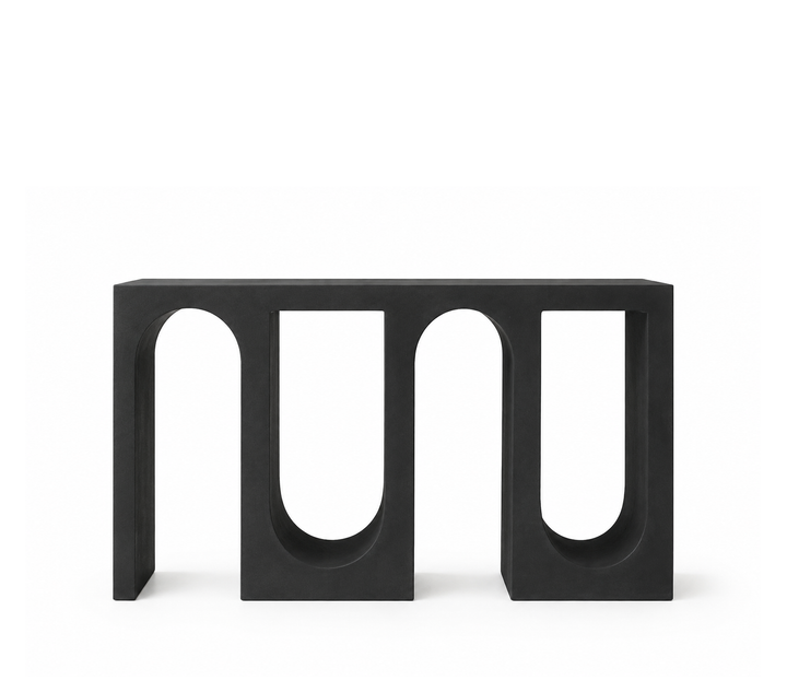 Modern Arch Console Table – Lime Plaster & Coconut Finish | 151 x 33 x 80 cm