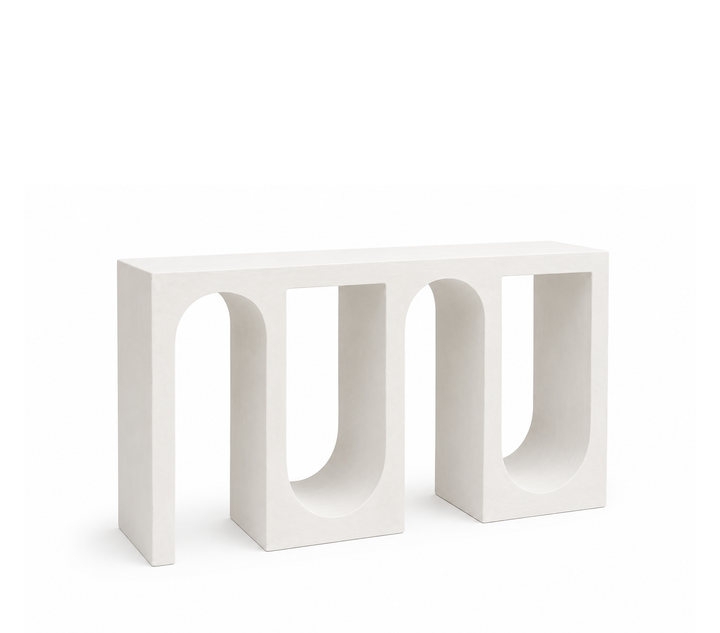Modern Arched Lime Plaster Console Table – Sculptural Entryway Table (151 x 33 x 80 cm)