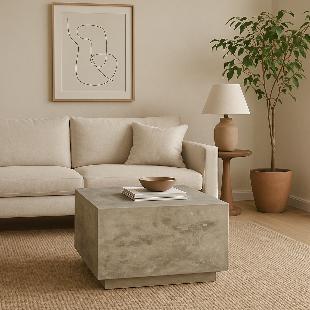 QUADRA COFFEE TABLE 60×60×40 CM – LIME PLASTER FINISH