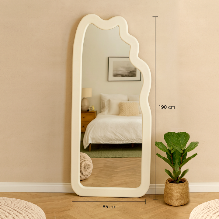 Irregular Wave Frame Full-Length Mirror – 85×4×190 cm | Modern Floor Standing Mirror