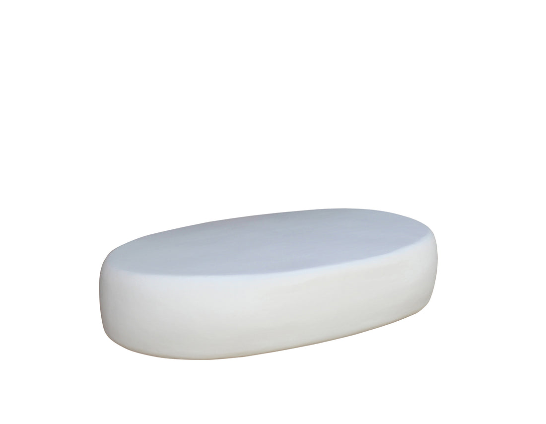 Modern Oval Lime Plaster Center Table | Sculptural Coffee Table | Iron Construction | Contemporary Minimalist Living Room Table | 120 × 70 × 25 cm