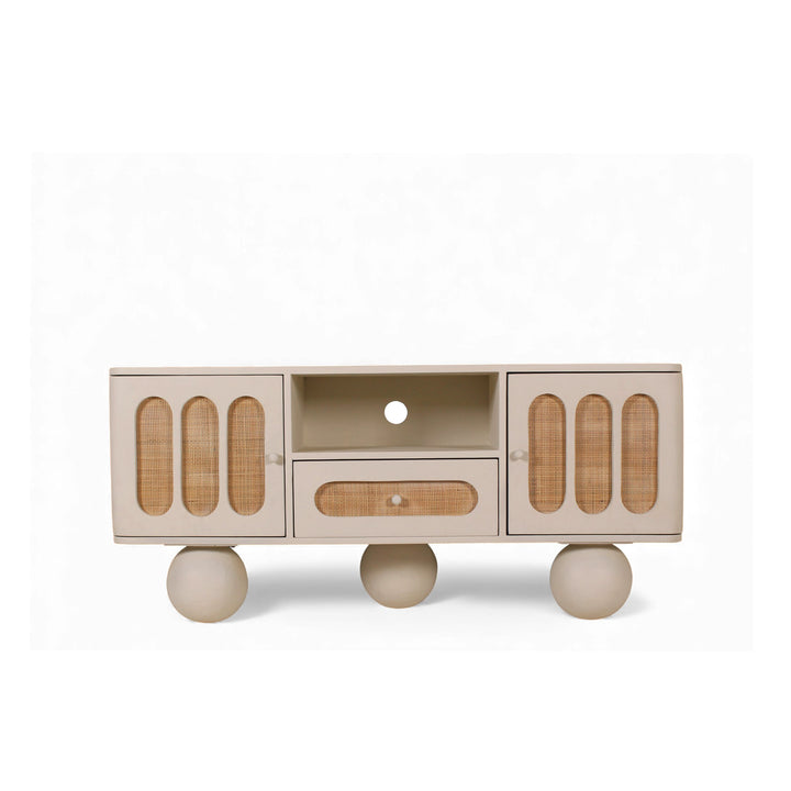 LIME PLASTER TV CONSOLE WITH IRON BASE – 140×40×65 CM