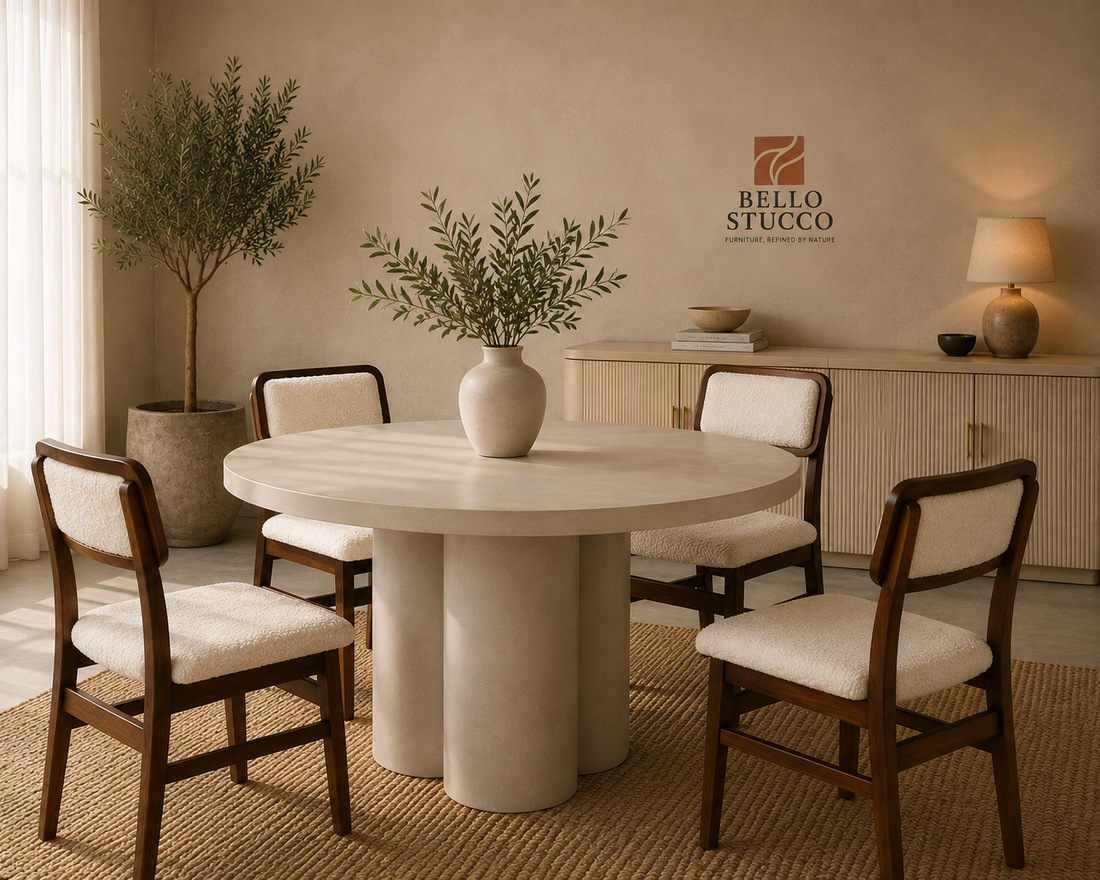 Lime Plaster Round Dining Table 130×130×78 cm