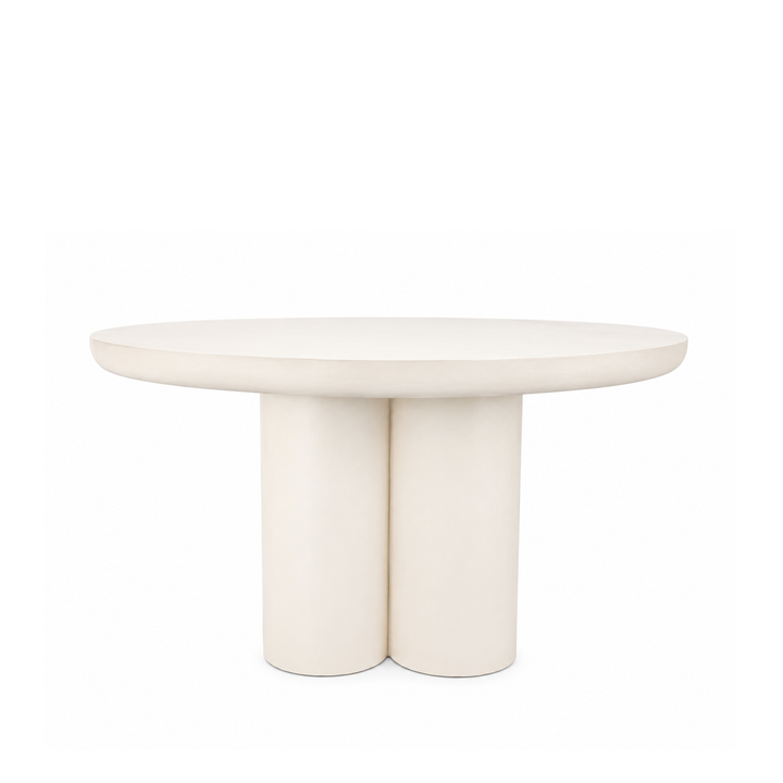 Modern Round Lime Plaster Dining Table – 130 × 130 × 78 cm | Contemporary Pedestal Dining Table for Dining Room & Kitchen