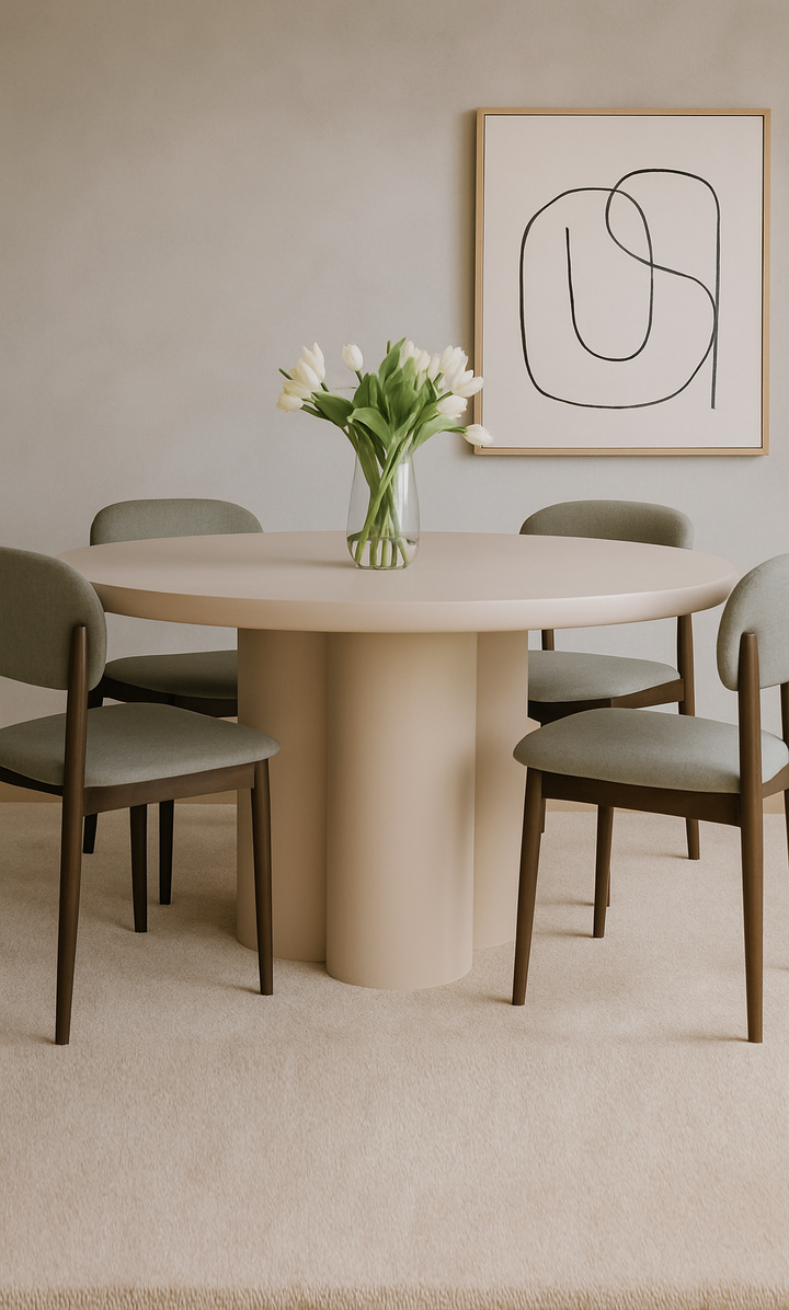 Lime Plaster Round Dining Table 130×130×78 cm