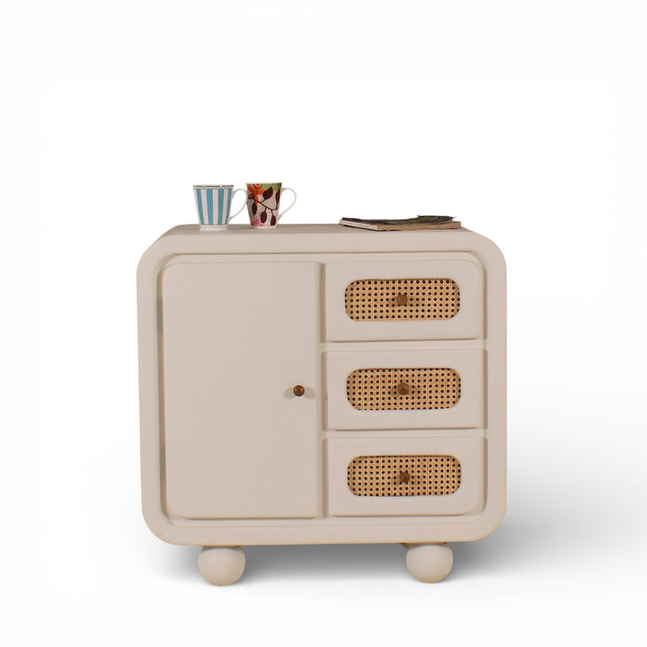 Lime Plaster Sideboard with Cane Drawers – 80×40×78 cm