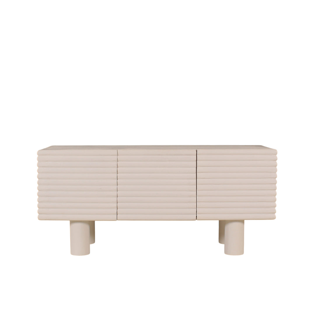 Modern Ribbed Sideboard Cabinet – Lime Plaster & Coconut Finish||  120 x 40 x 55 cm