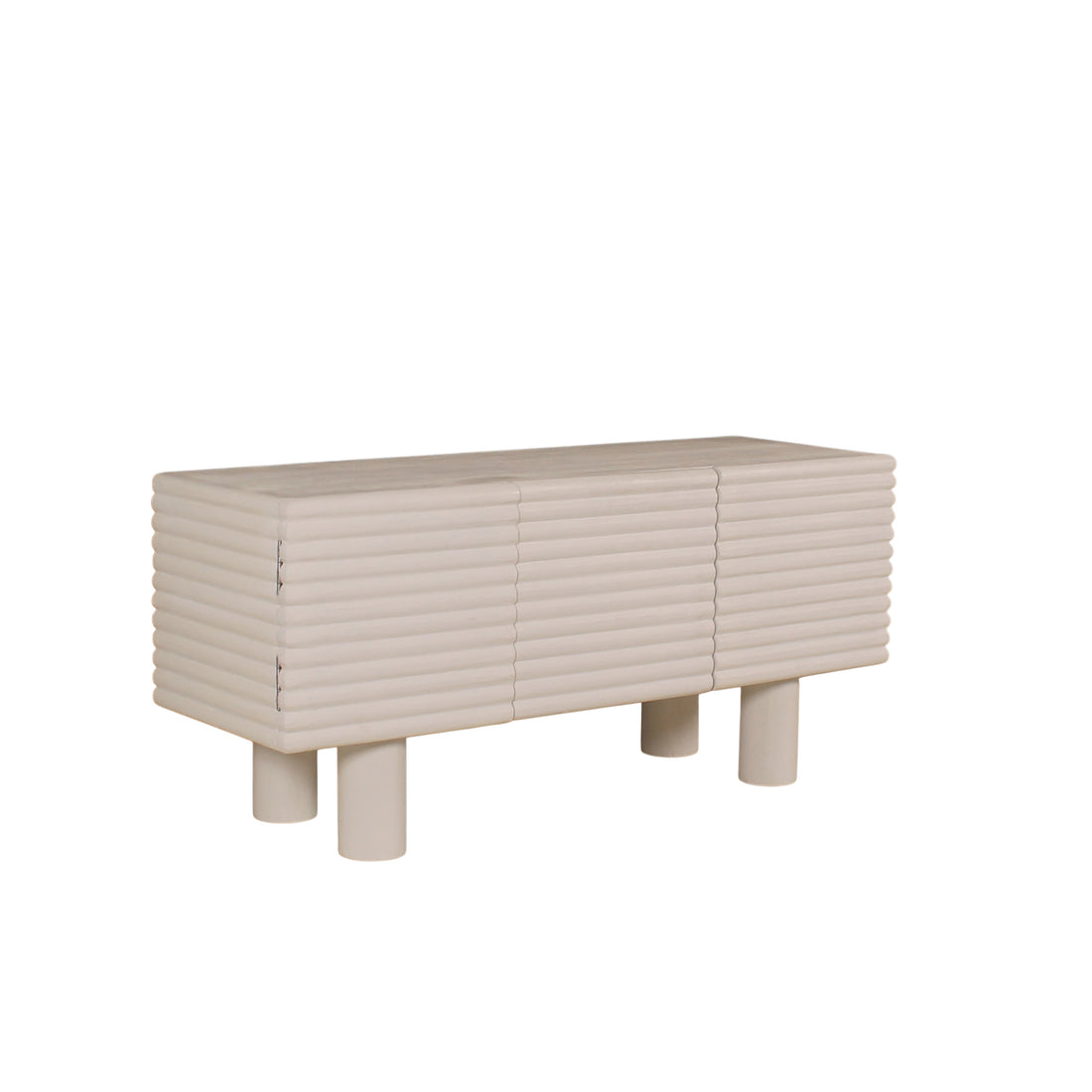 Modern Ribbed Sideboard Cabinet – Lime Plaster & Coconut Finish||  120 x 40 x 55 cm