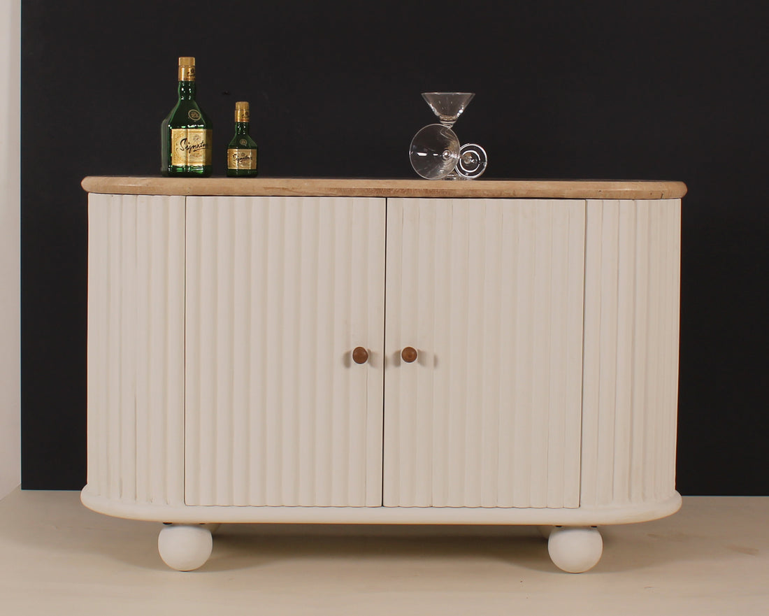 Lime Plaster Sideboard with Travertine Top – 120×40×76 cm