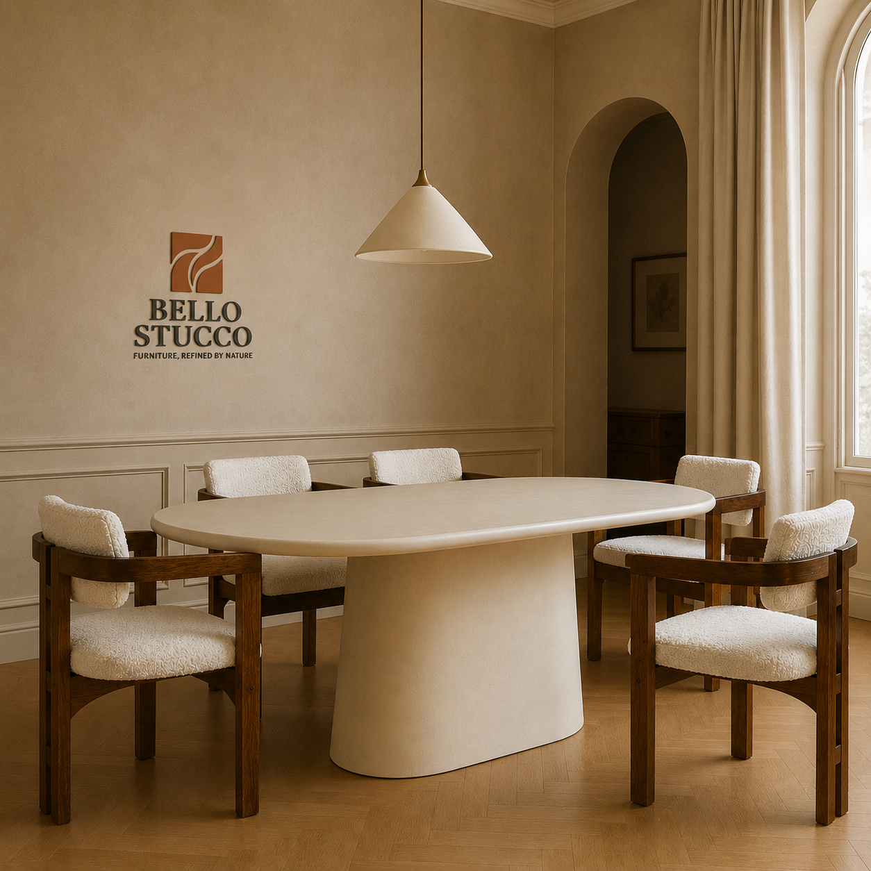 Lime Plaster Dining Table 200×100×76 cm