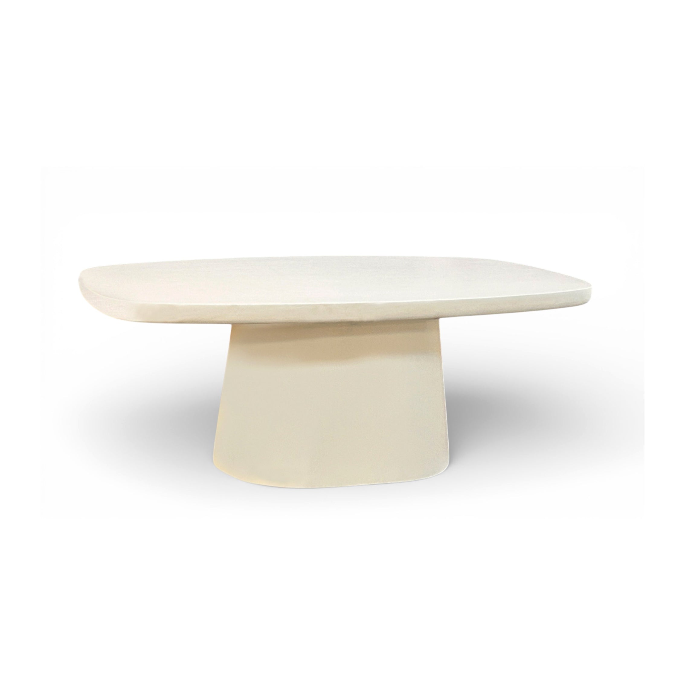 Modern Oval Lime Plaster Coffee Table – Milky White Finish | MDF & Concrete Look Center Table | 120x76x46 cm