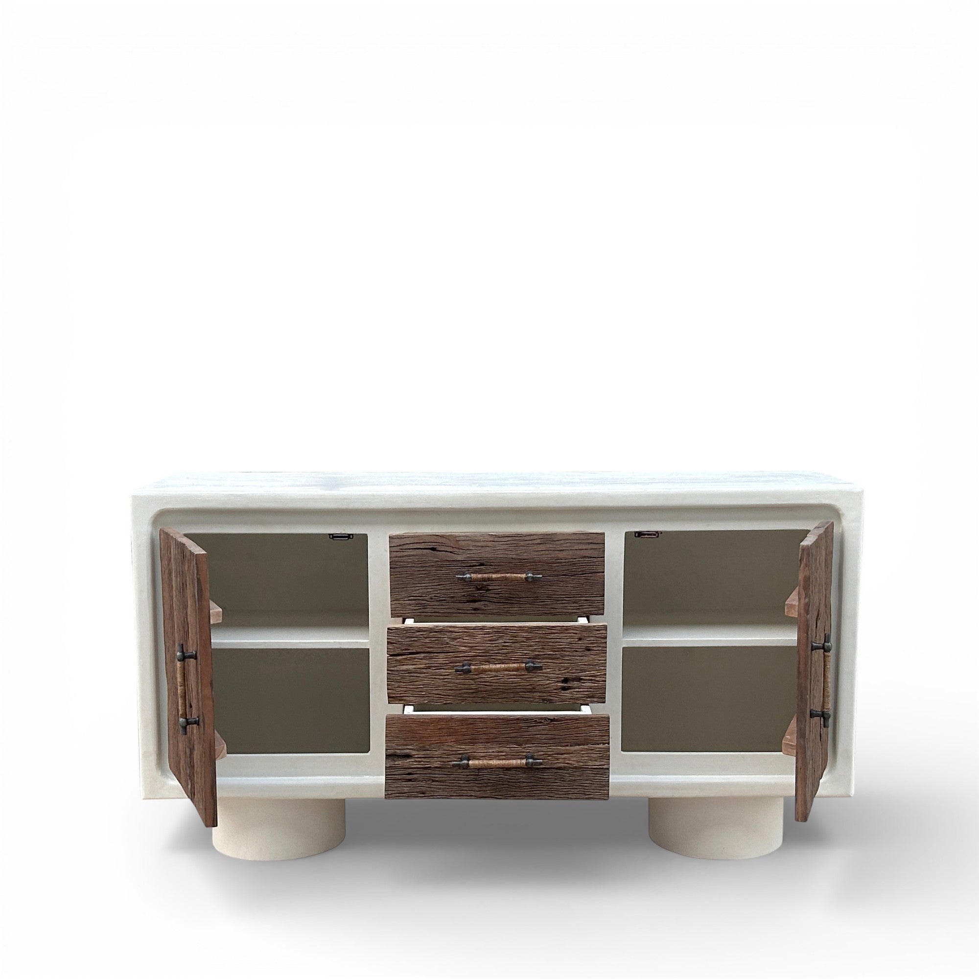 Handcrafted Lime Plaster Sideboard – Contemporary Rustic Design – 150x40x80 cm
